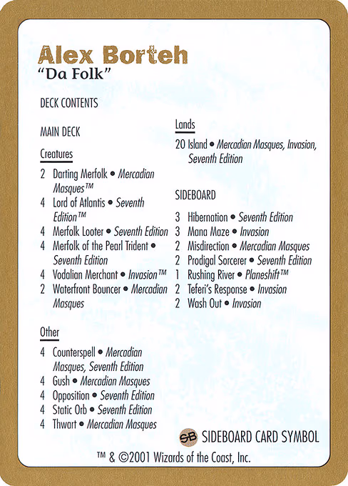 2001 Alex Borteh Decklist Card - S