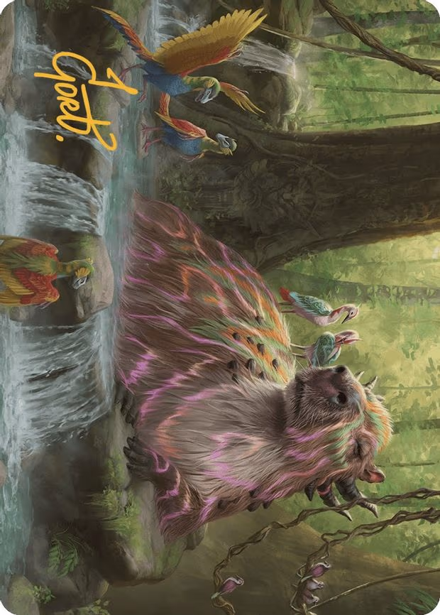 Basking Capybara Art Card
