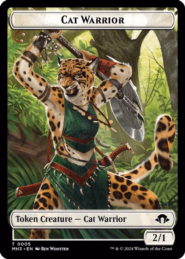Cat Warrior // Energy Reserve Double-Sided Token - T (5 // 36)