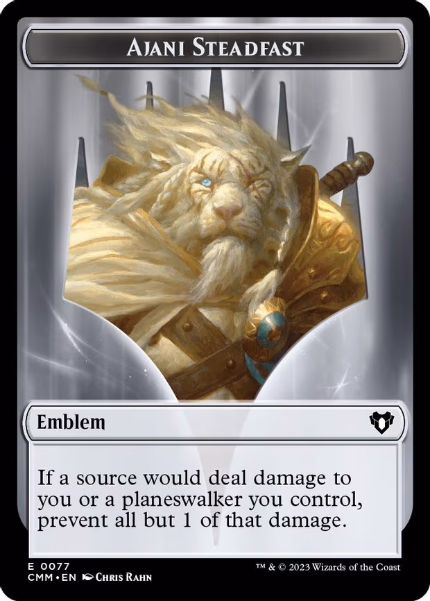 Emblem - Ajani Steadfast // Wizard Double-Sided Token