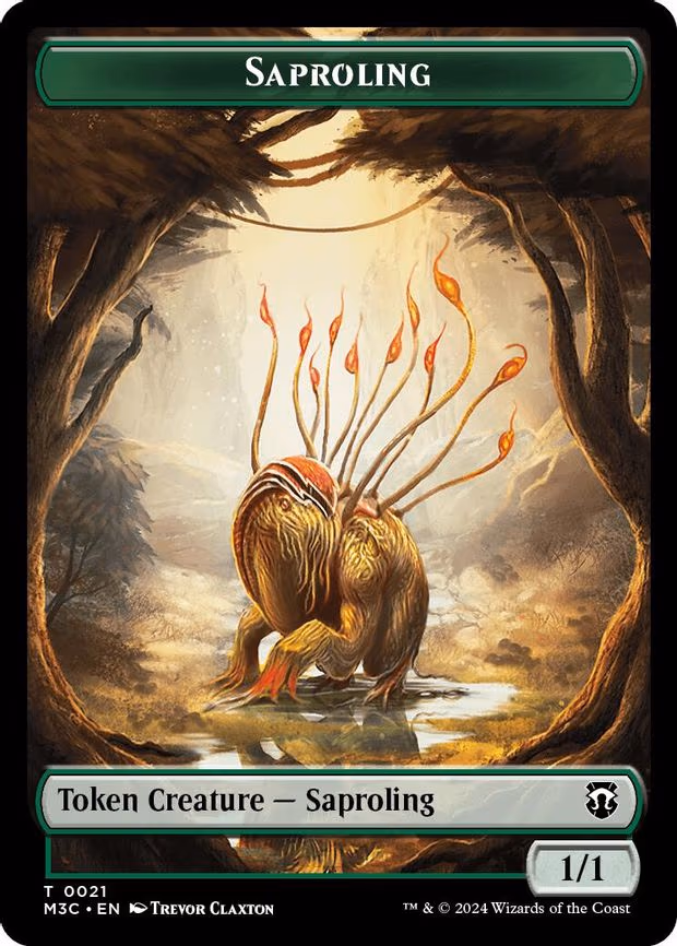 Saproling (Ripple Foil) // Emblem - Garruk, Apex Predator Double-Sided Token