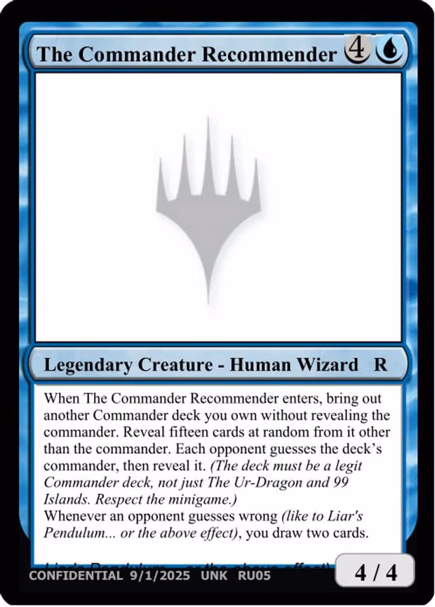 The Commander Recommender - R