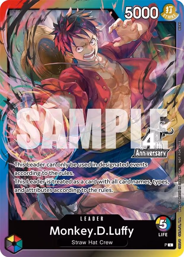 Monkey.D.Luffy (4th Anniversary Leader Card) - L