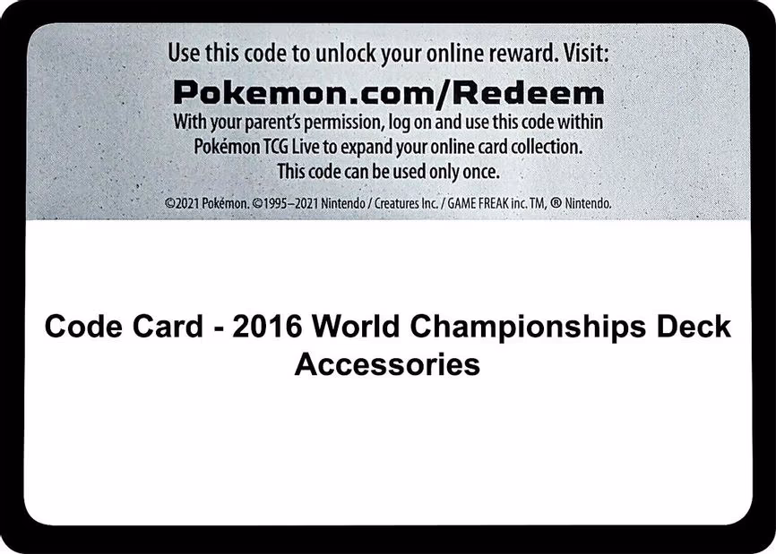 Code Card - 2016 World Championships Deck Accessories - Code Card