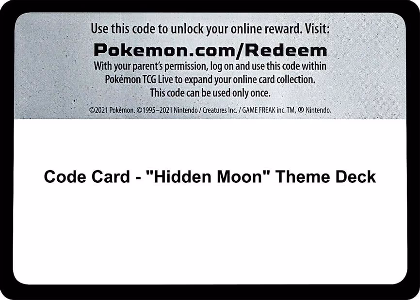 Code Card - "Hidden Moon" Theme Deck - Code Card