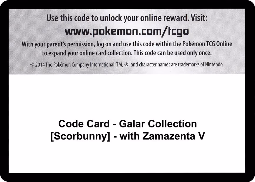 Code Card - Galar Collection [Scorbunny] - with Zamazenta V - Code Card