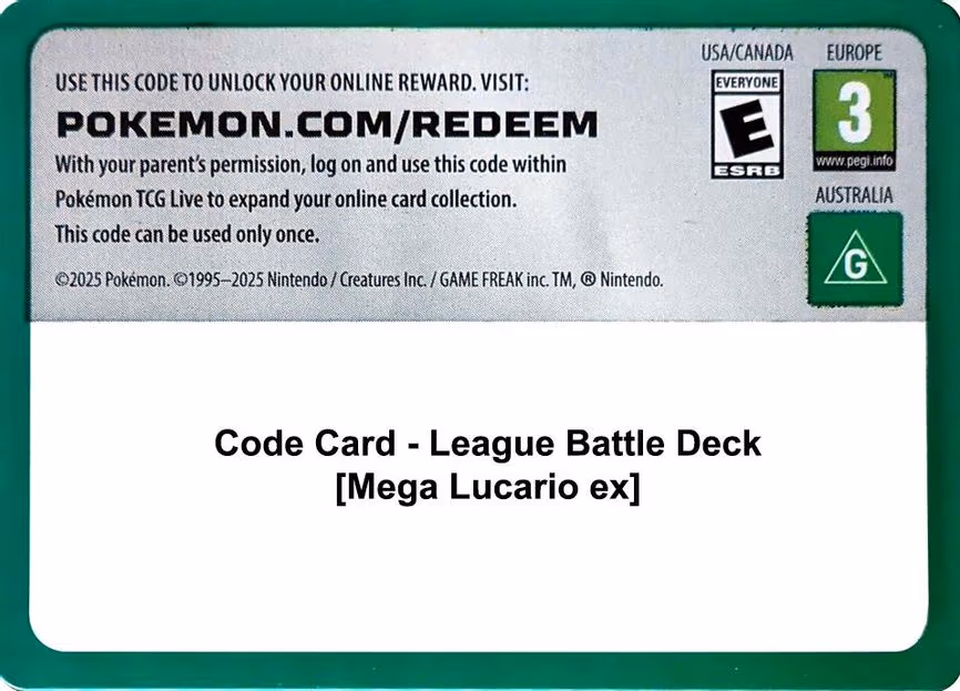 Code Card - League Battle Deck [Mega Lucario ex] - Code Card