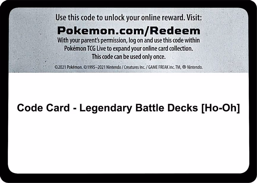 Code Card - Legendary Battle Decks [Ho-Oh] - Code Card