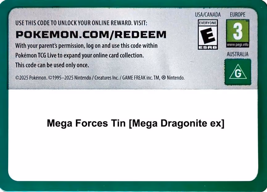 Code Card - Mega Forces Tin [Mega Dragonite ex] - Code Card