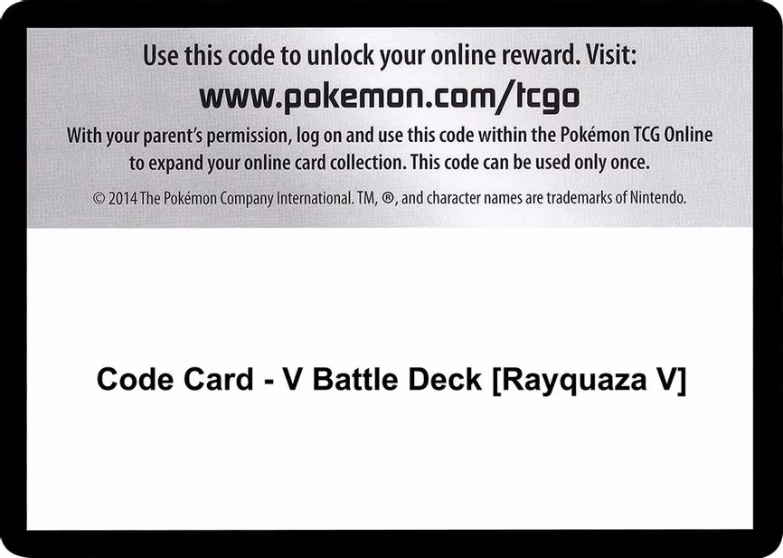 Code Card - V Battle Deck [Rayquaza V] - Code Card
