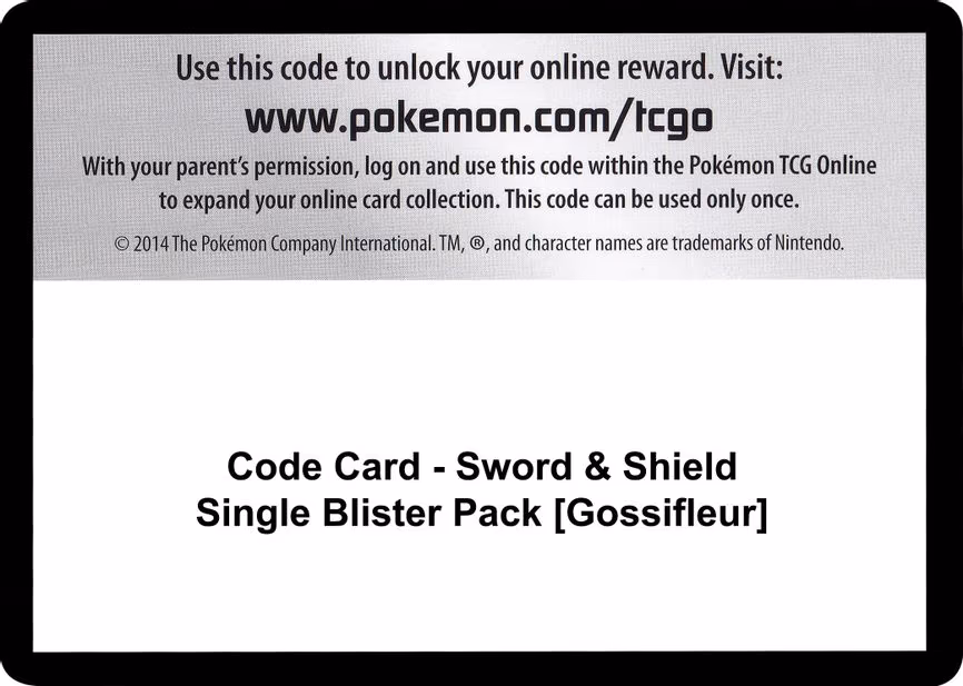 Code Card - Sword & Shield Single Blister Pack [Gossifleur] - Code Card
