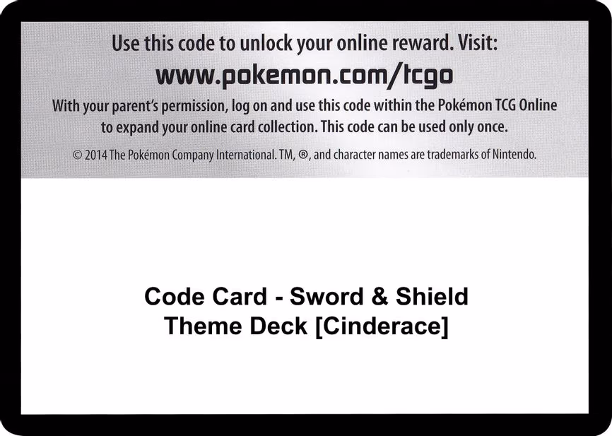 Code Card - Sword & Shield Theme Deck [Cinderace] - Code Card