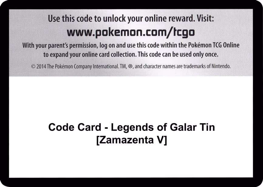 Code Card - Legends of Galar Tin [Zamazenta V] - Code Card