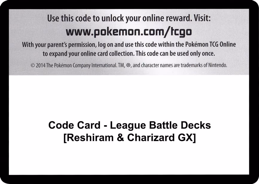 Code Card - League Battle Decks [Reshiram & Charizard GX] - Code Card