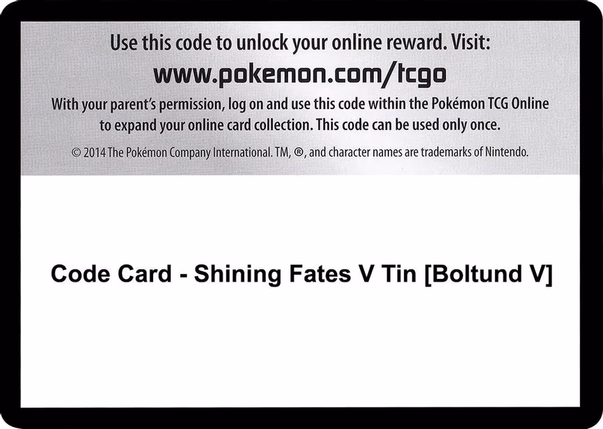 Code Card - Shining Fates V Tin [Boltund V]