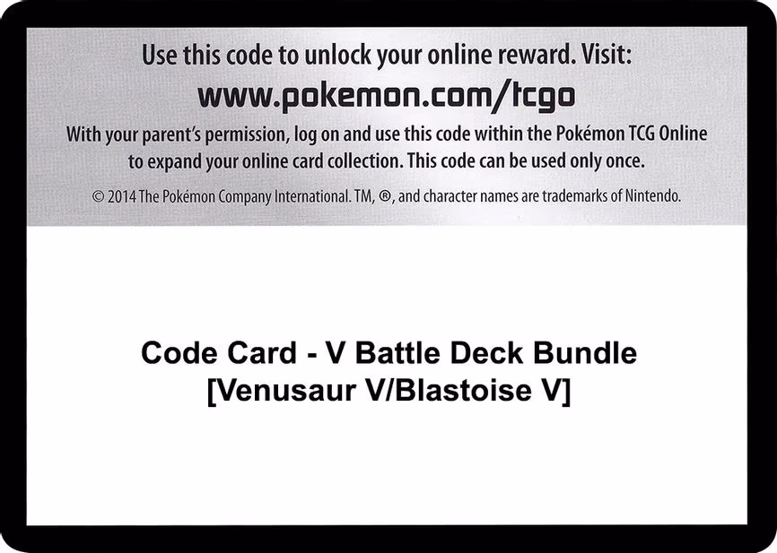 Code Card - V Battle Deck Bundle [Venusaur V/Blastoise V] - Code Card