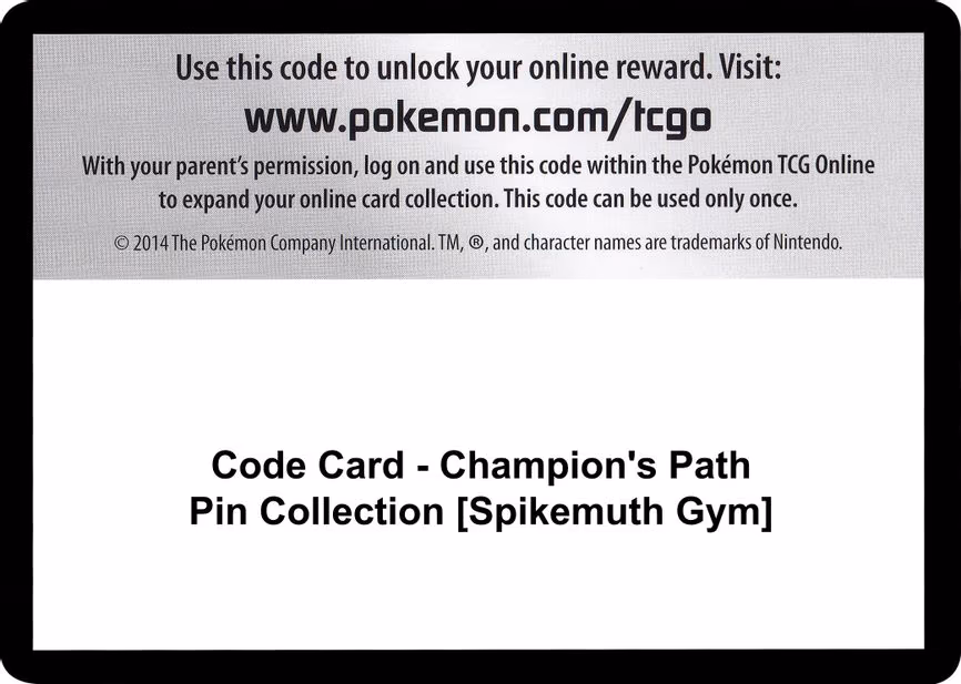 Code Card - Champion's Path Pin Collection [Spikemuth Gym]