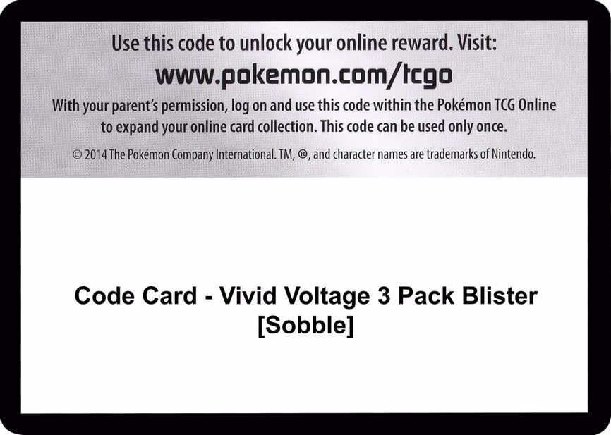 Code Card - Vivid Voltage 3 Pack Blister [Sobble] - Code Card