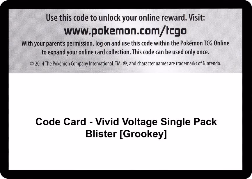 Code Card - Vivid Voltage Single Pack Blister [Grookey] - Code Card