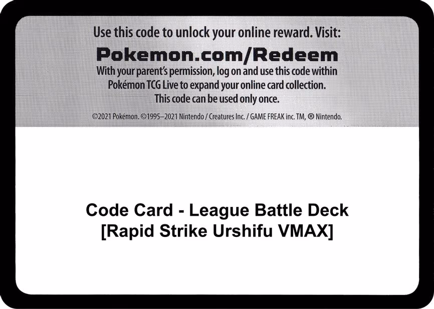 Code Card - League Battle Deck [Rapid Strike Urshifu VMAX] - Code Card