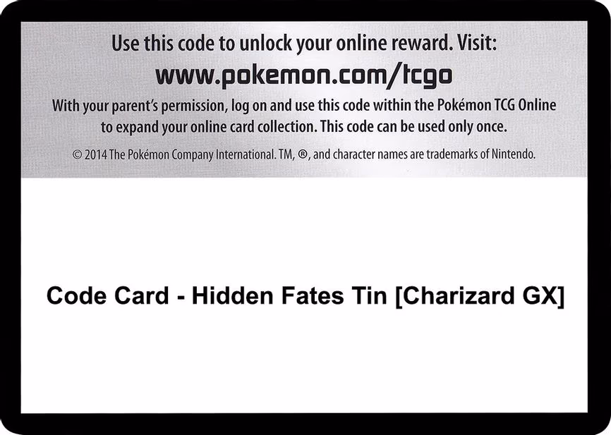 Code Card - Hidden Fates Tin [Charizard GX]