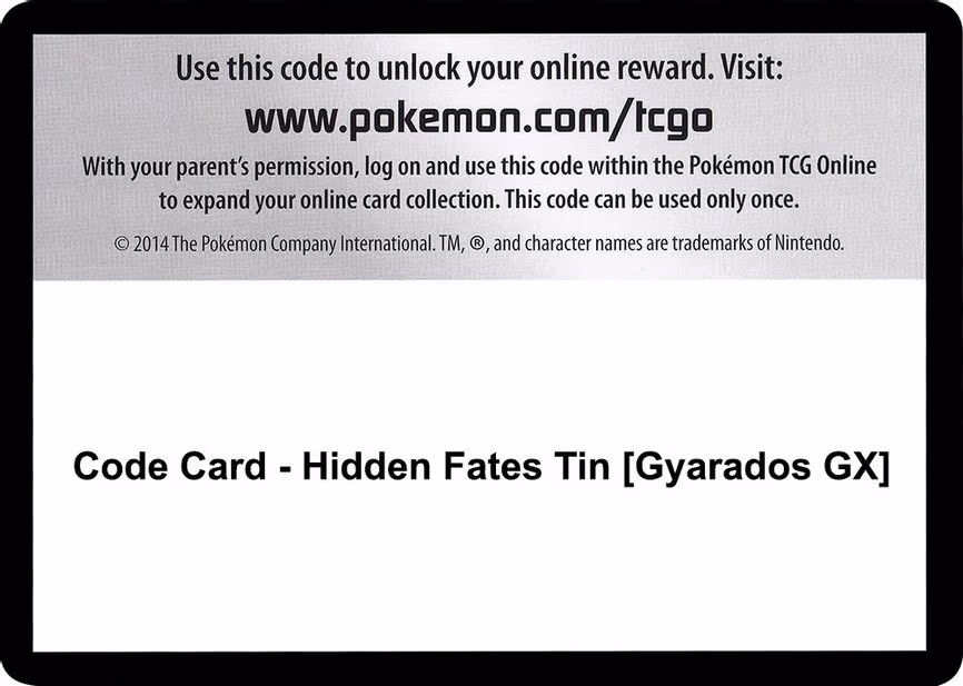 Code Card - Hidden Fates Tin [Gyarados GX]