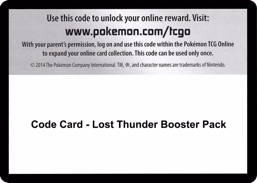 Code Card - Lost Thunder Booster Pack - Code Card