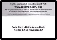 Code Card - Battle Arena Deck: Keldeo EX vs Rayquaza EX