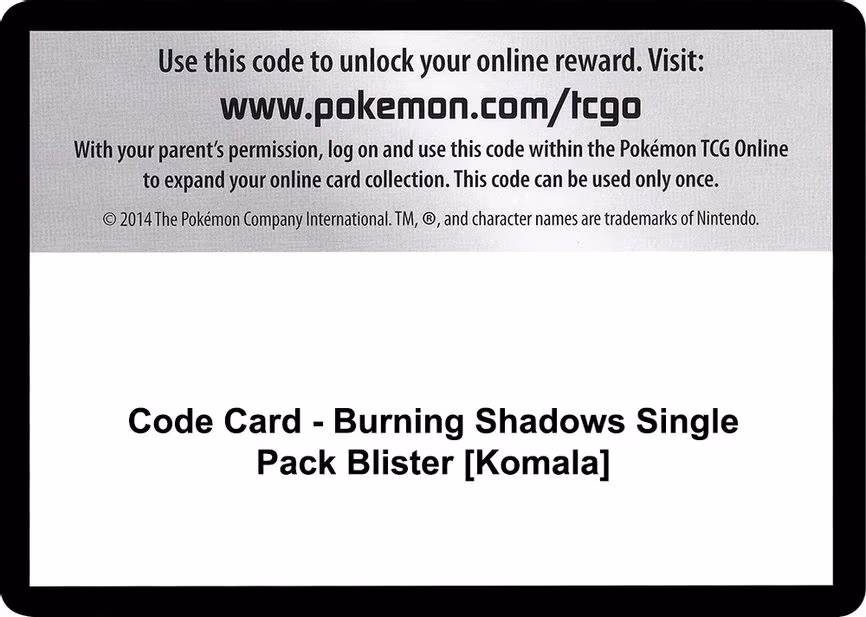 Code Card - Burning Shadows Single Pack Blister [Komala] - Code Card