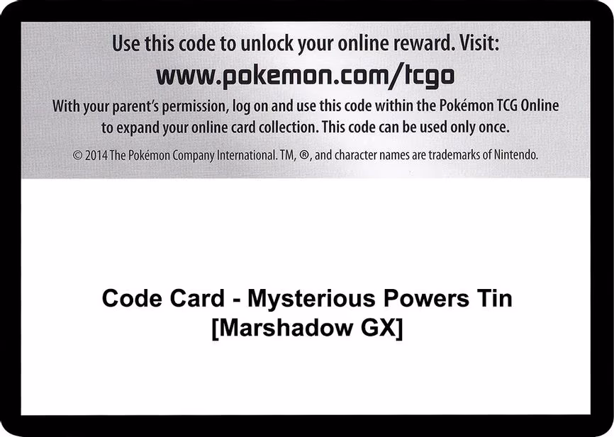 Code Card - Mysterious Powers Tin [Marshadow GX] - Code Card