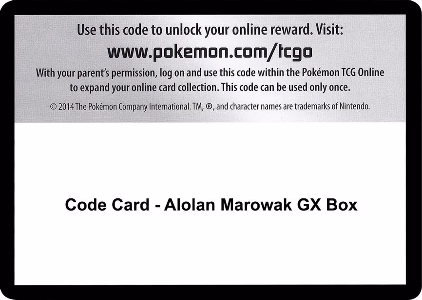 Code Card - Alolan Marowak GX Box