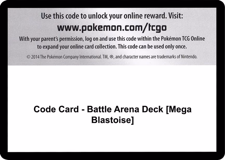 Code Card - Battle Arena Deck [Mega Blastoise] - Code Card