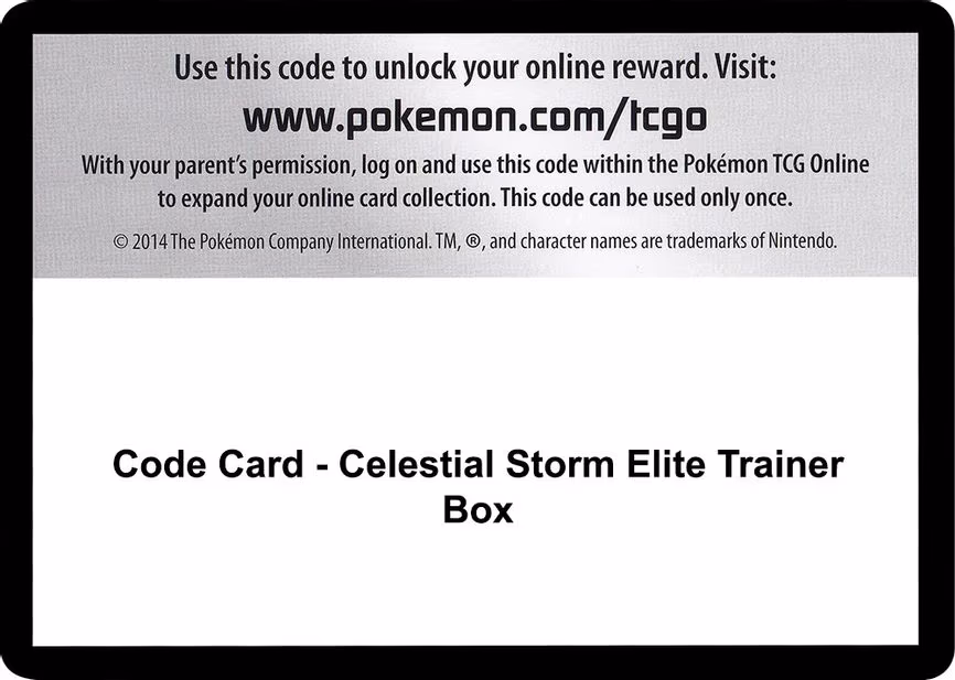 Code Card - Celestial Storm Elite Trainer Box - Code Card