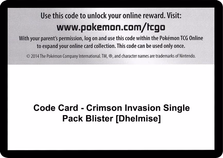 Code Card - Crimson Invasion Single Pack Blister [Dhelmise] - Code Card