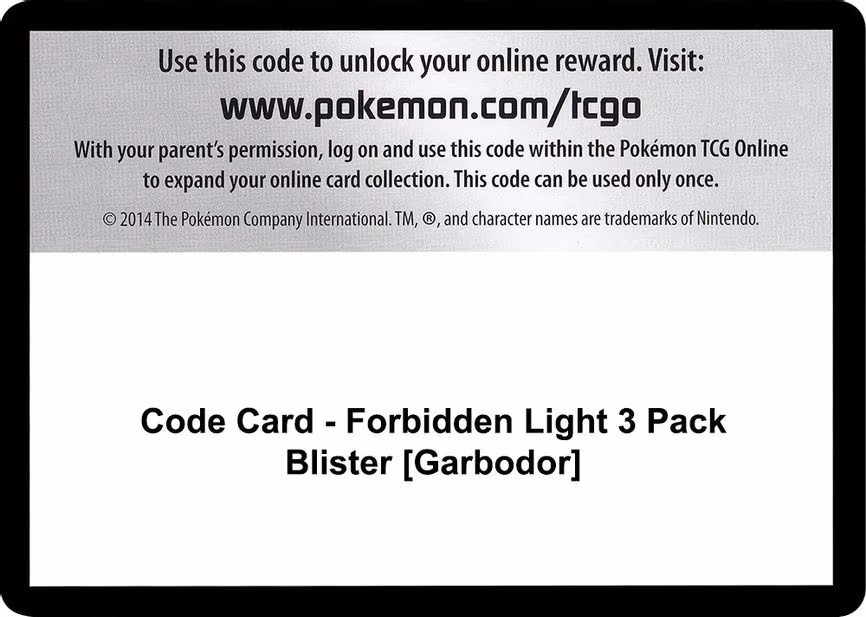 Code Card - Forbidden Light 3 Pack Blister [Garbodor] - Code Card