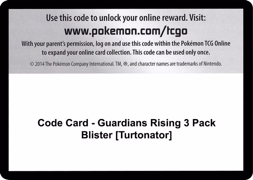 Code Card - Guardians Rising 3 Pack Blister [Turtonator] - Code Card