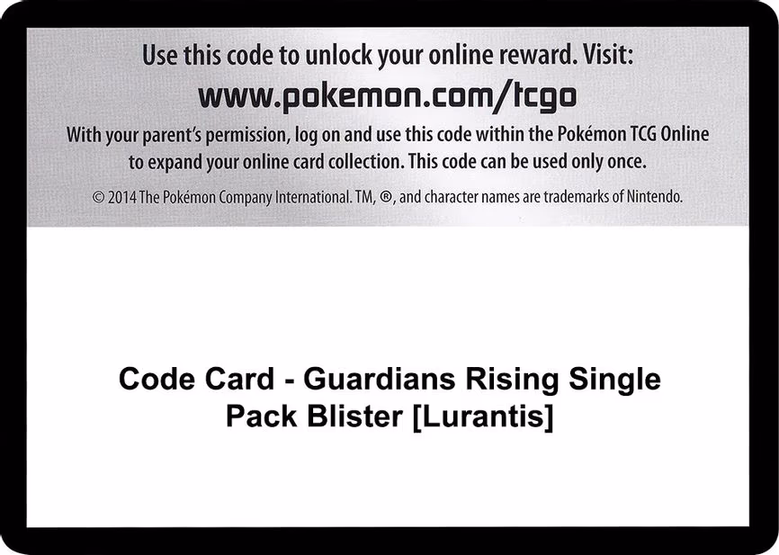 Code Card - Guardians Rising Single Pack Blister [Lurantis] - Code Card