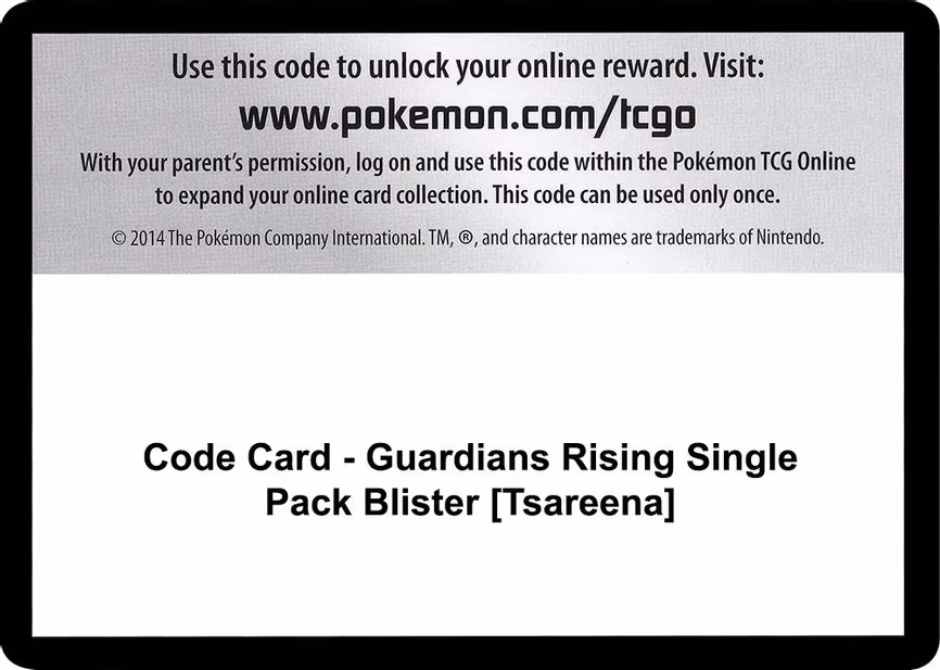 Code Card - Guardians Rising Single Pack Blister [Tsareena] - Code Card