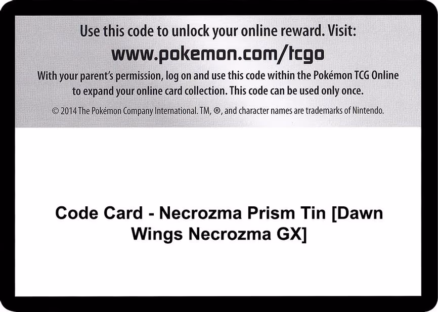 Code Card - Necrozma Prism Tin [Dawn Wings Necrozma GX]