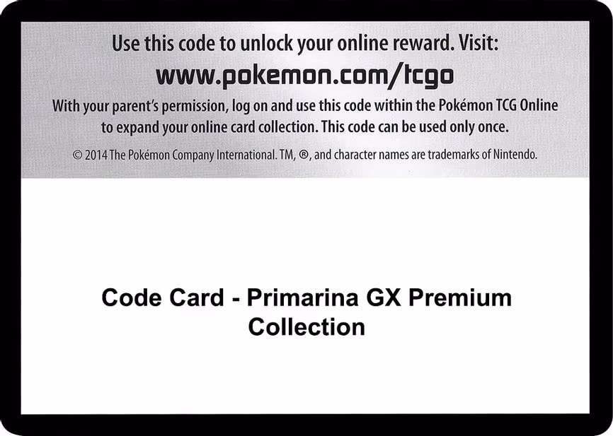 Code Card - Primarina GX Premium Collection - Code Card