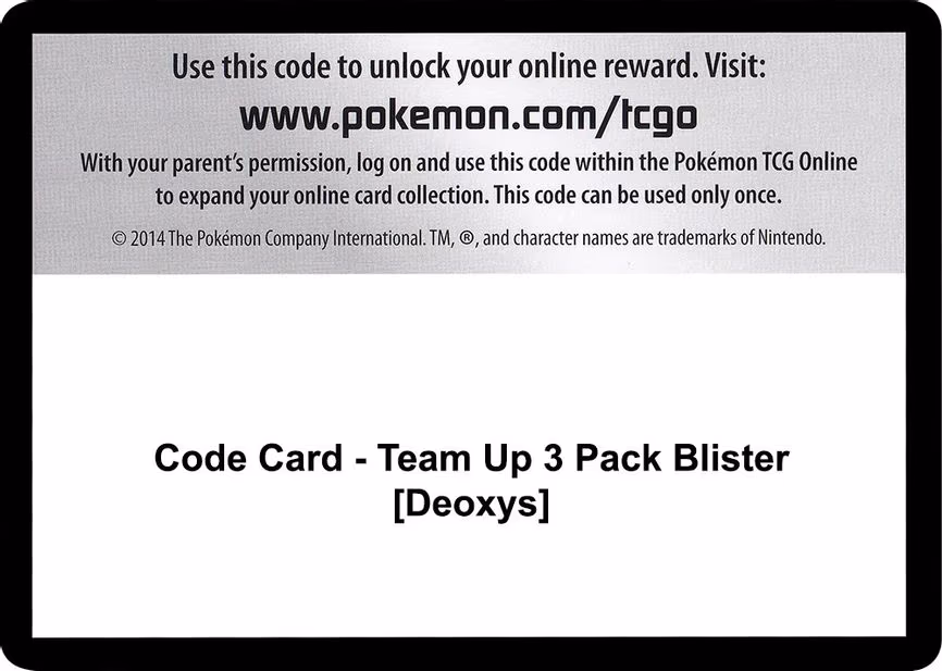Code Card - Team Up 3 Pack Blister [Deoxys] - Code Card