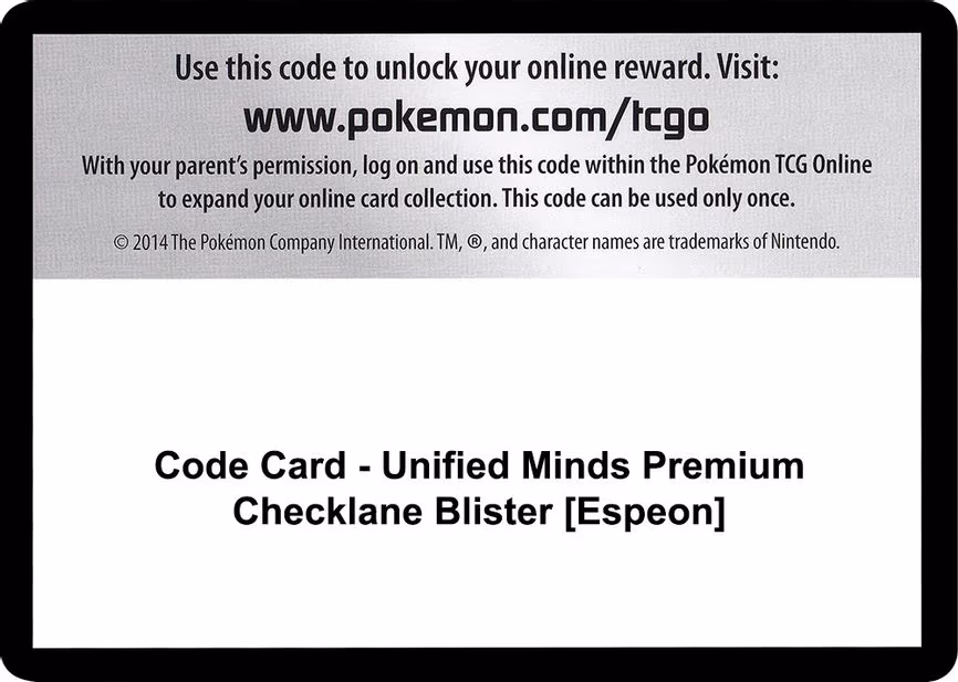Code Card - Unified Minds Premium Checklane Blister [Espeon] - Code Card