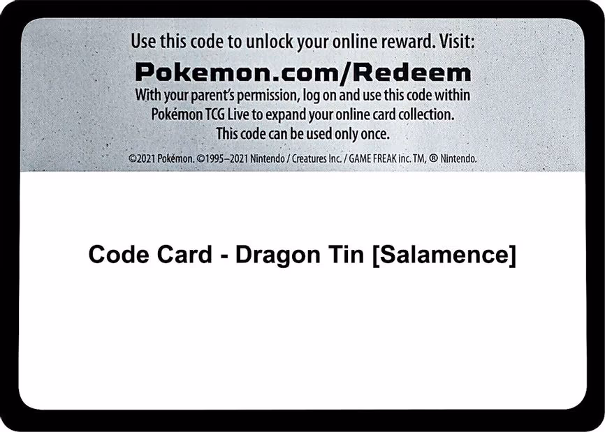 Code Card - Dragon Tin [Salamence] - Code Card