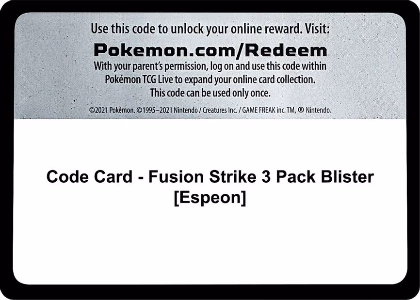 Code Card - Fusion Strike 3 Pack Blister [Espeon] - Code Card
