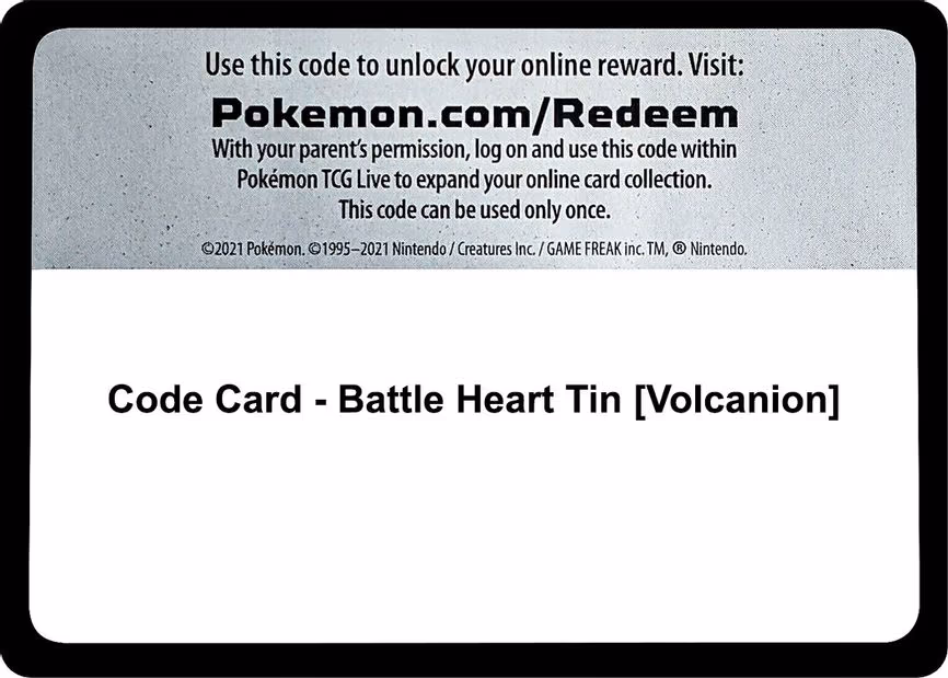 Code Card - Battle Heart Tin [Volcanion] - Code Card