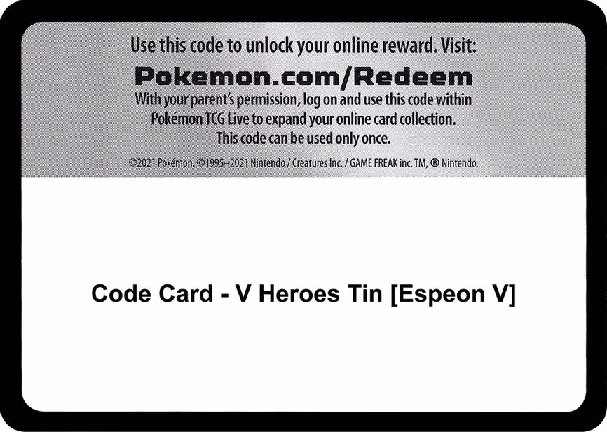 Code Card - V Heroes Tin [Espeon V] - Code Card