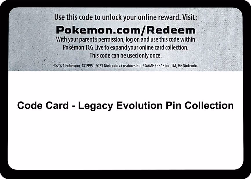 Code Card - Legacy Evolution Pin Collection
