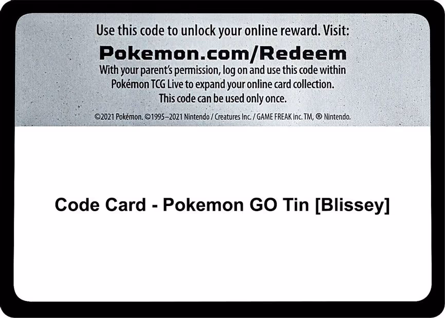 Code Card - Pokemon GO Tin [Blissey] - Code Card