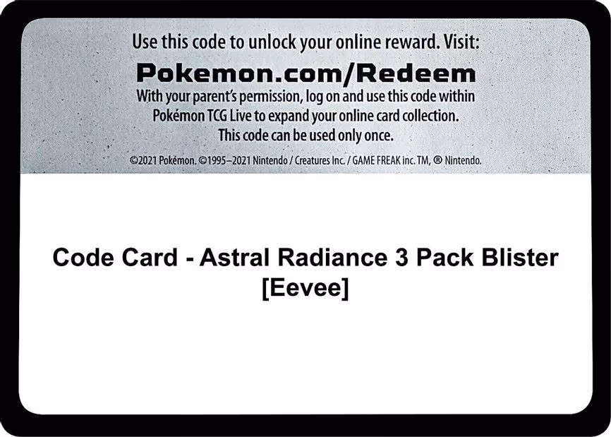 Code Card - Astral Radiance 3 Pack Blister [Eevee]