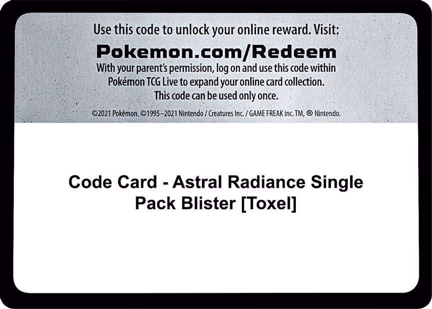 Code Card - Astral Radiance Single Pack Blister [Toxel]